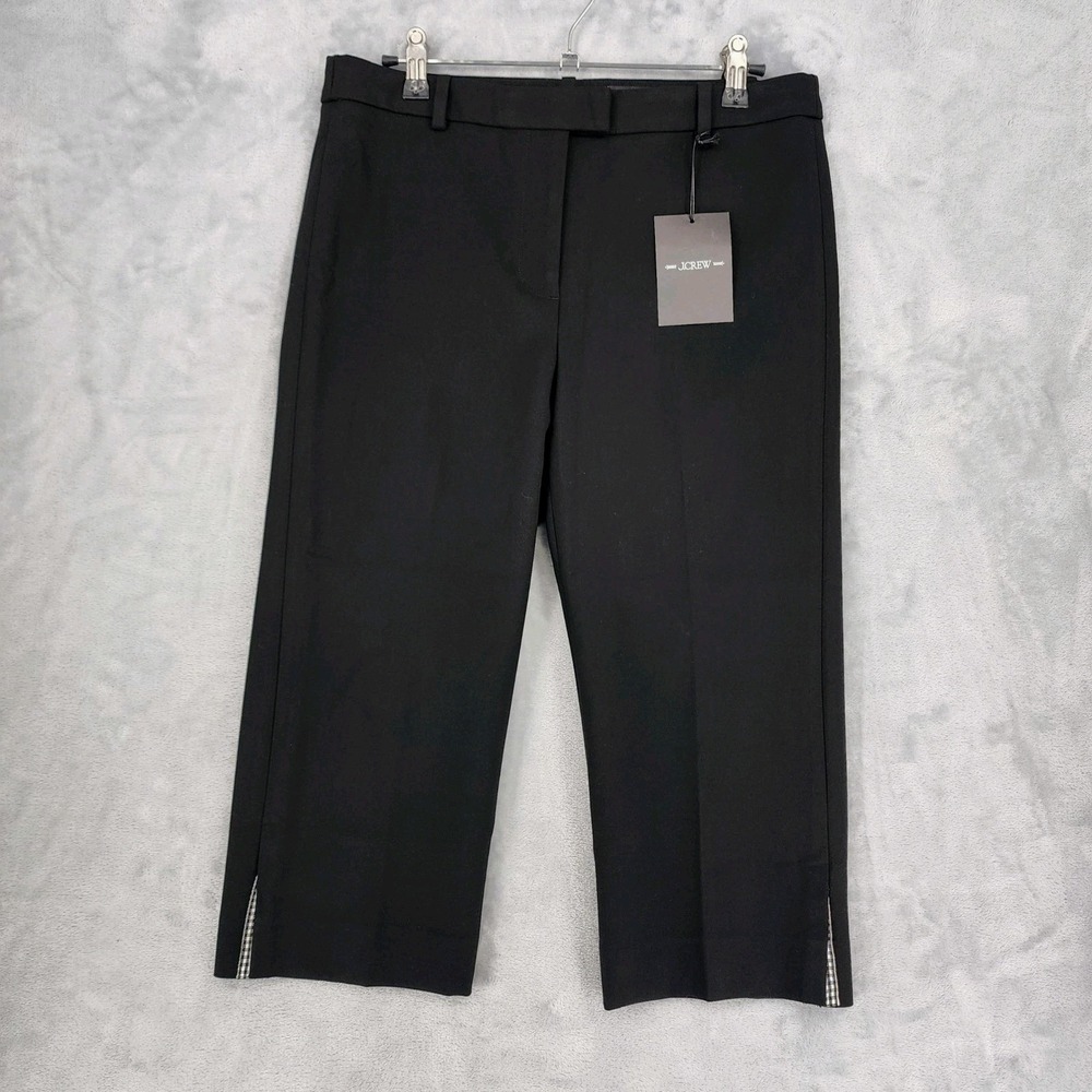 J.Crew Capri Pants Womens Size 0 Black Gingham Trim Four Season Stretch Carreman
